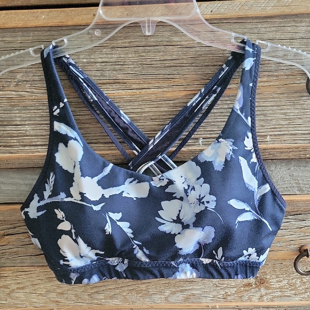 Athleta Blue and White Wrap Sports Bra